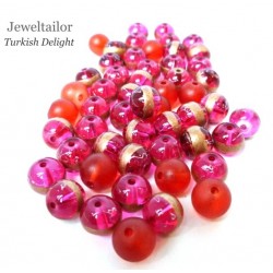 Deluxe Turkish Delight Red Glass Bead Mix 8mm + FREE Flower Metal Bonus Beads ~ Stylish Jewellery Making